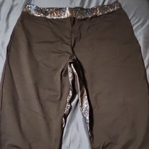 Black Leggings with Glitter Waistband